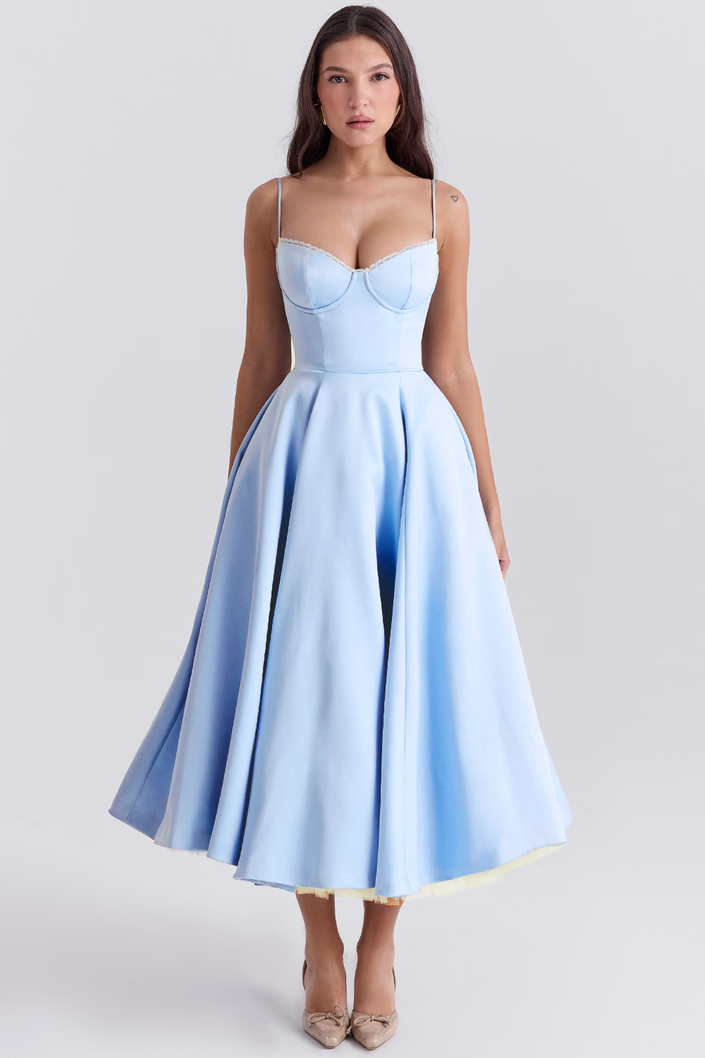 light blue corset midi dress Amalfi – Alexander Hampton NA-03.16.26AM the right formal dress Vampire diaries Elena Gilbert Size:GIRL-14/16-FAMILY