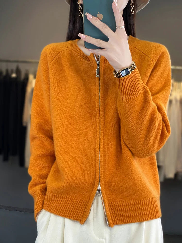 Lunara Cotton Zip-Up Sweater