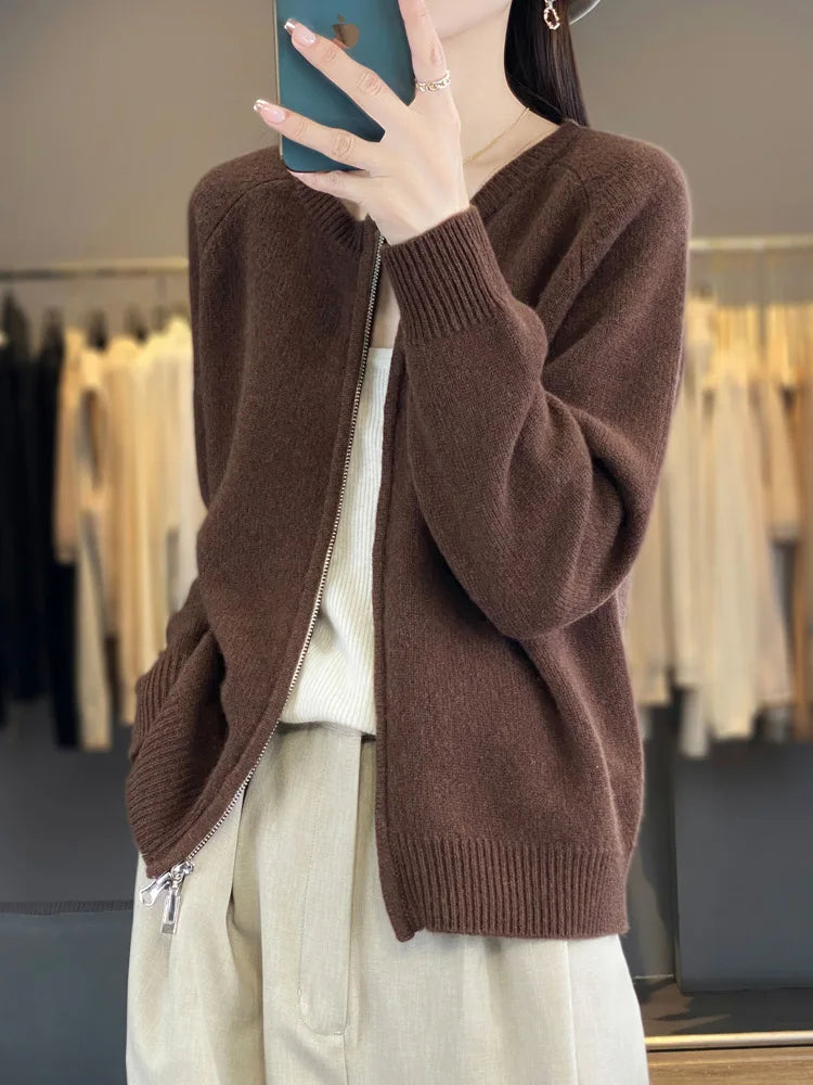 Lunara Cotton Zip-Up Sweater