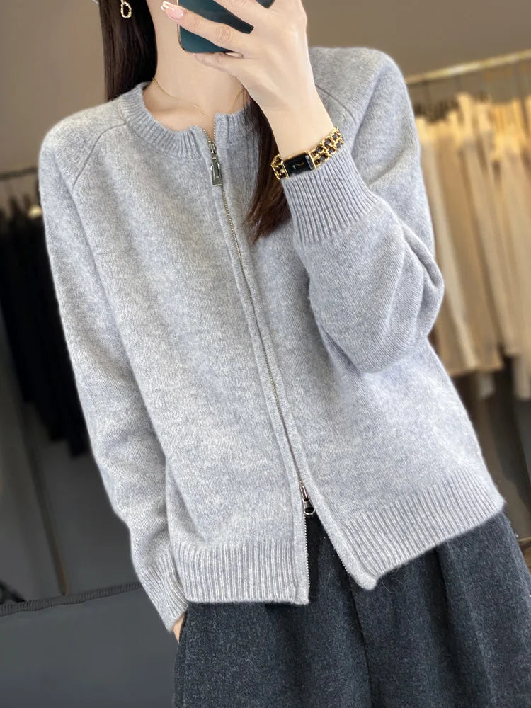Lunara Cotton Zip-Up Sweater