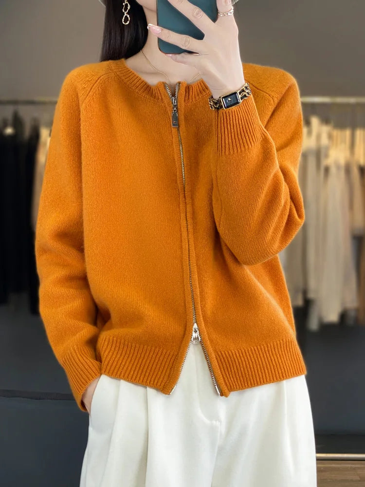 Lunara Cotton Zip-Up Sweater
