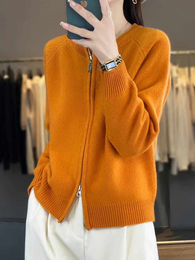 Lunara Cotton Zip-Up Sweater