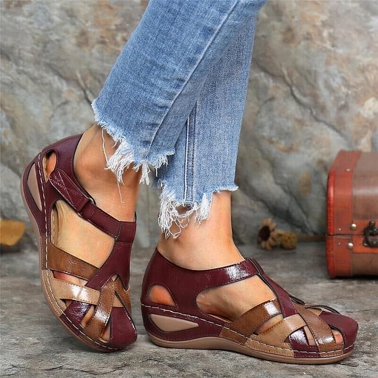 Clara Comfort Leather Orthopedic Wedge Sandals