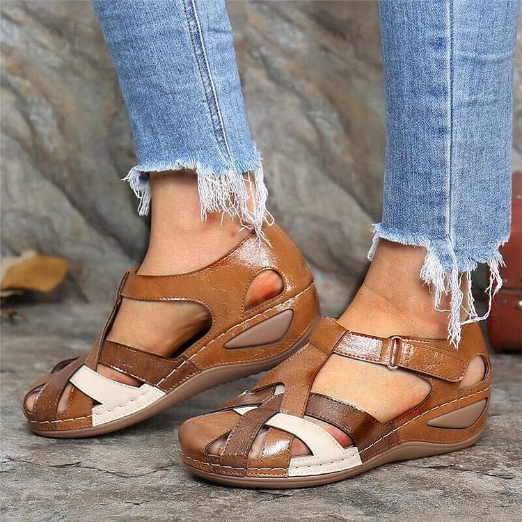 Clara Comfort Leather Orthopedic Wedge Sandals