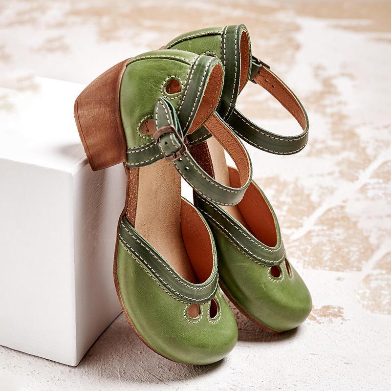 Celora Low Heel Leather Sandals