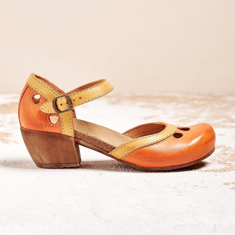 Celora Low Heel Leather Sandals
