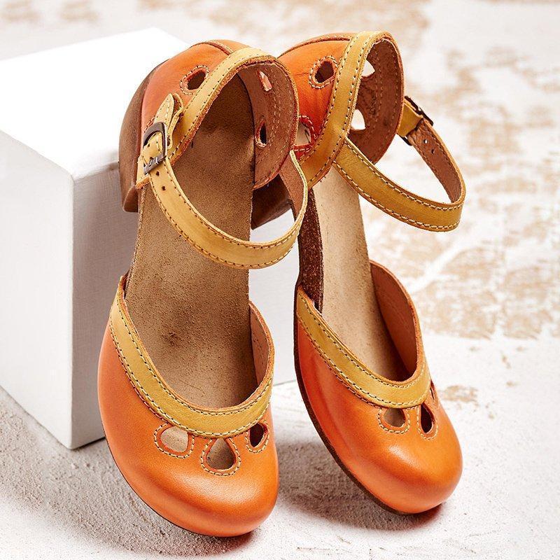 Celora Low Heel Leather Sandals