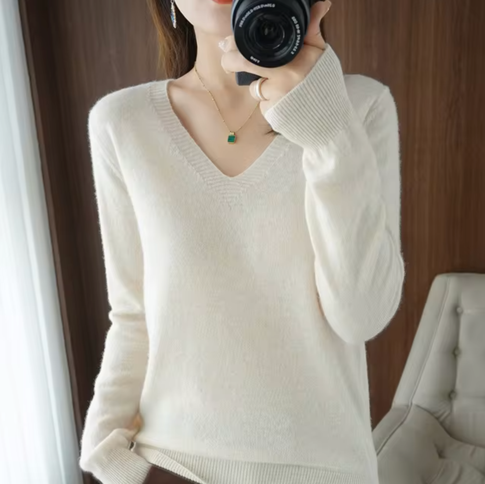Luxurious Cashmere V-Neck Sweater