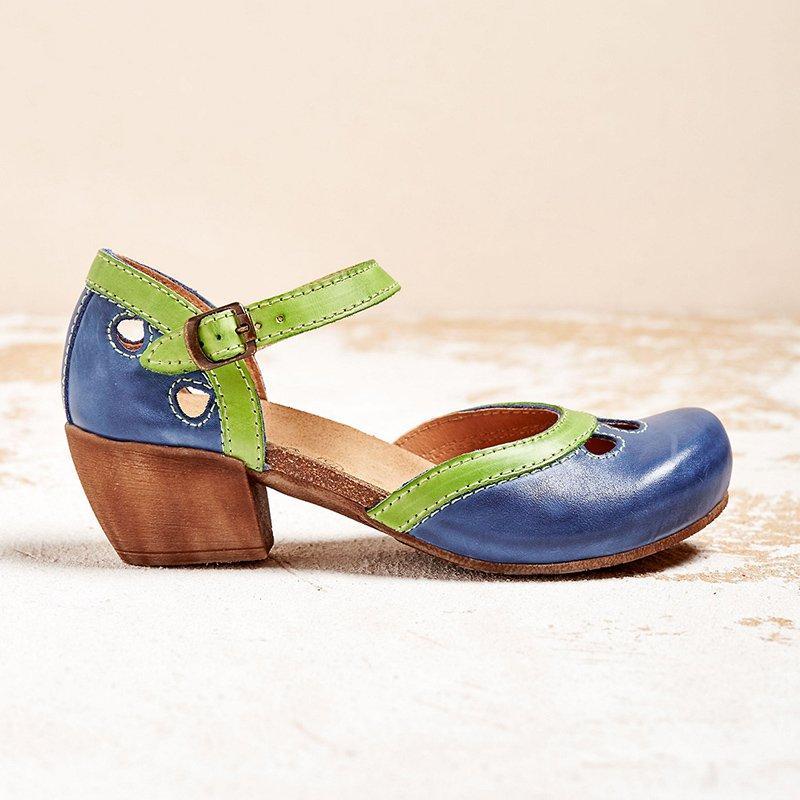 Celora Low Heel Leather Sandals