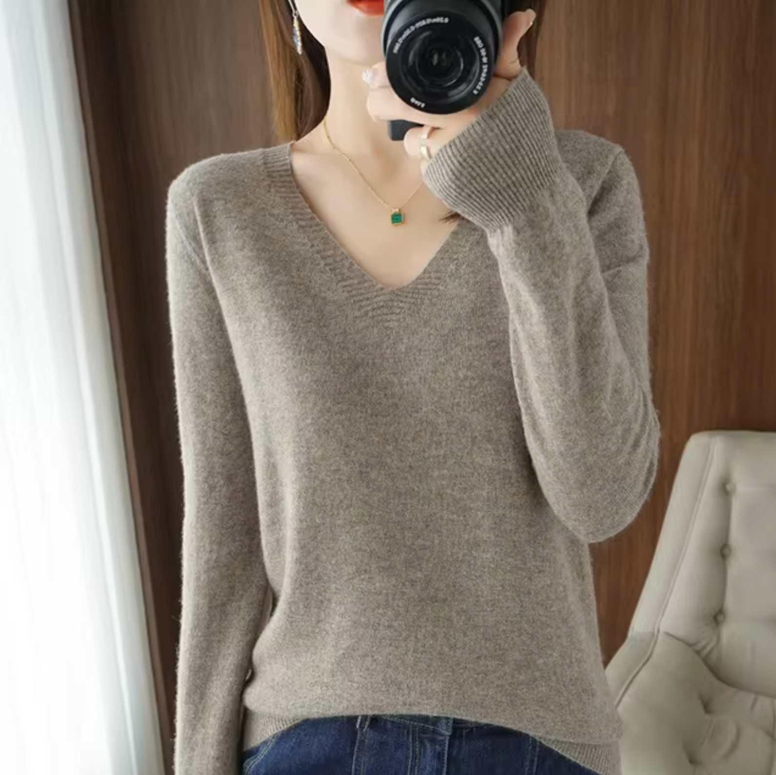 Luxurious Cashmere V-Neck Sweater