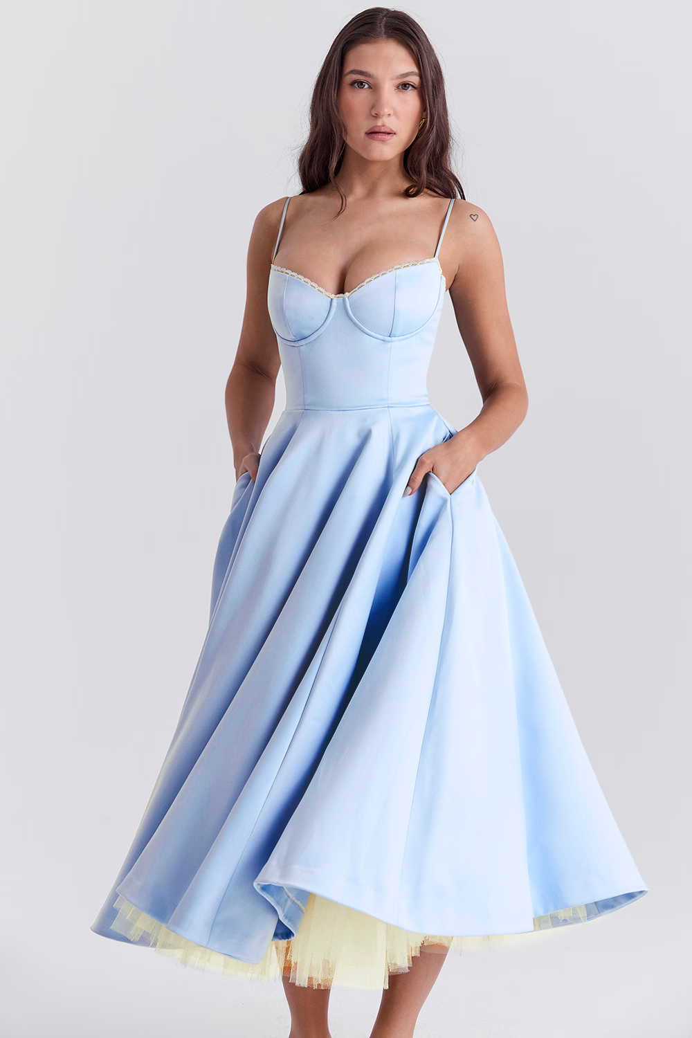 white christmas dresses Xavy Baby Blue Off Shoulder Corset Midi Dress