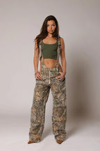 Relaxed Fit Camo Denim Overalls