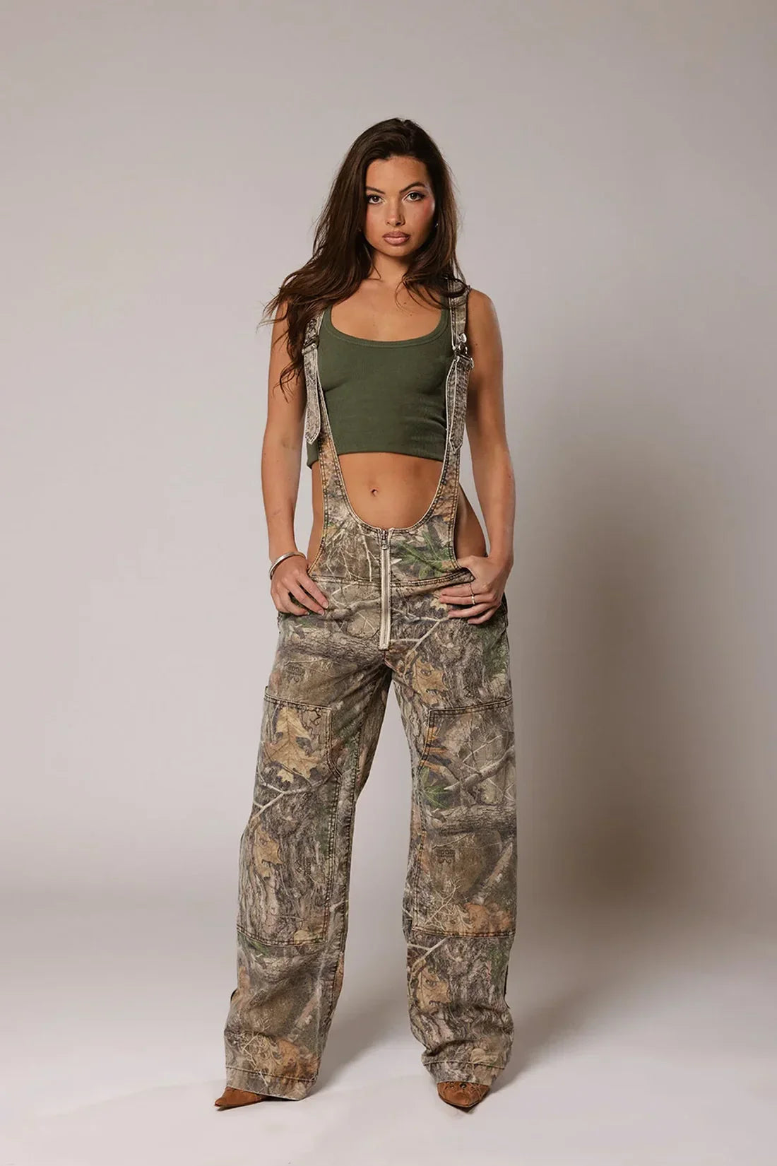 Relaxed Fit Camo Denim Overalls
