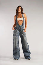 Relaxed Fit Camo Denim Overalls