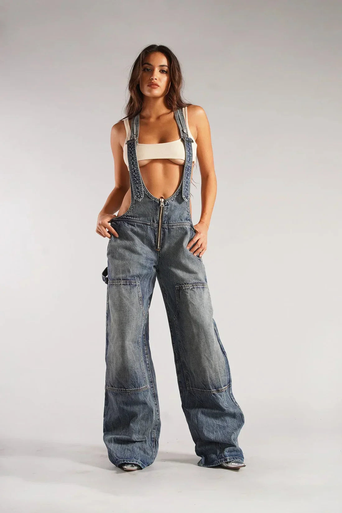 Relaxed Fit Camo Denim Overalls
