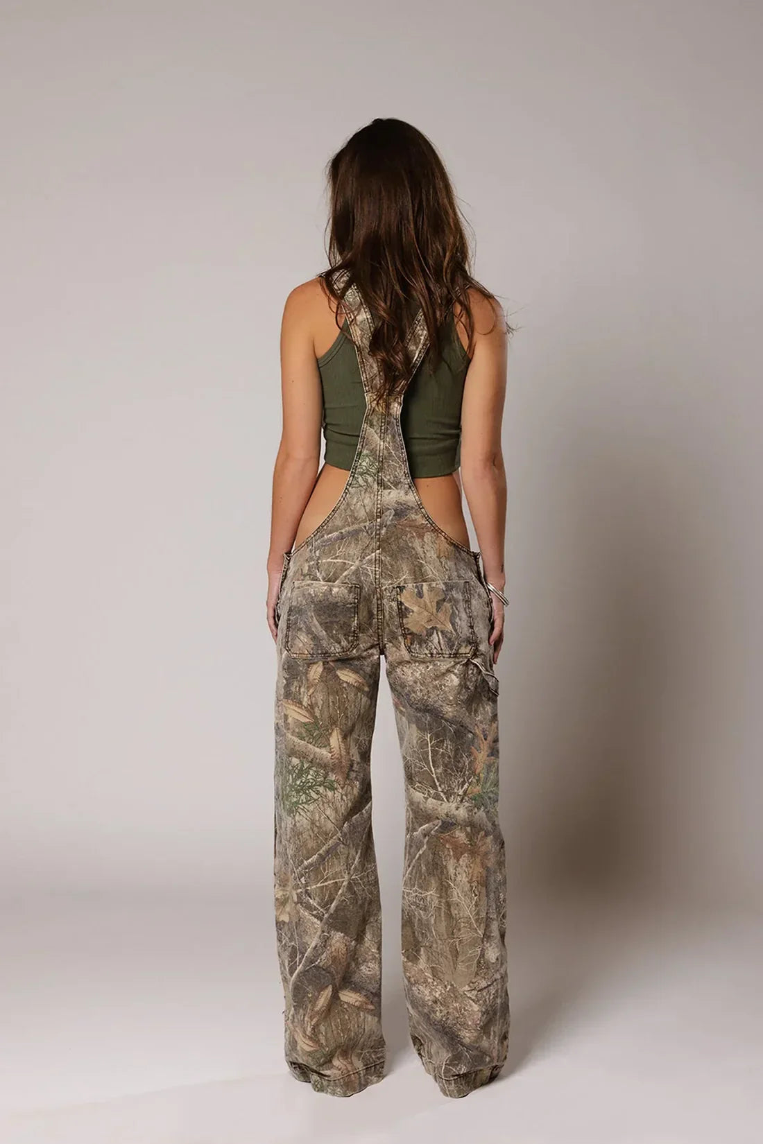Relaxed Fit Camo Denim Overalls