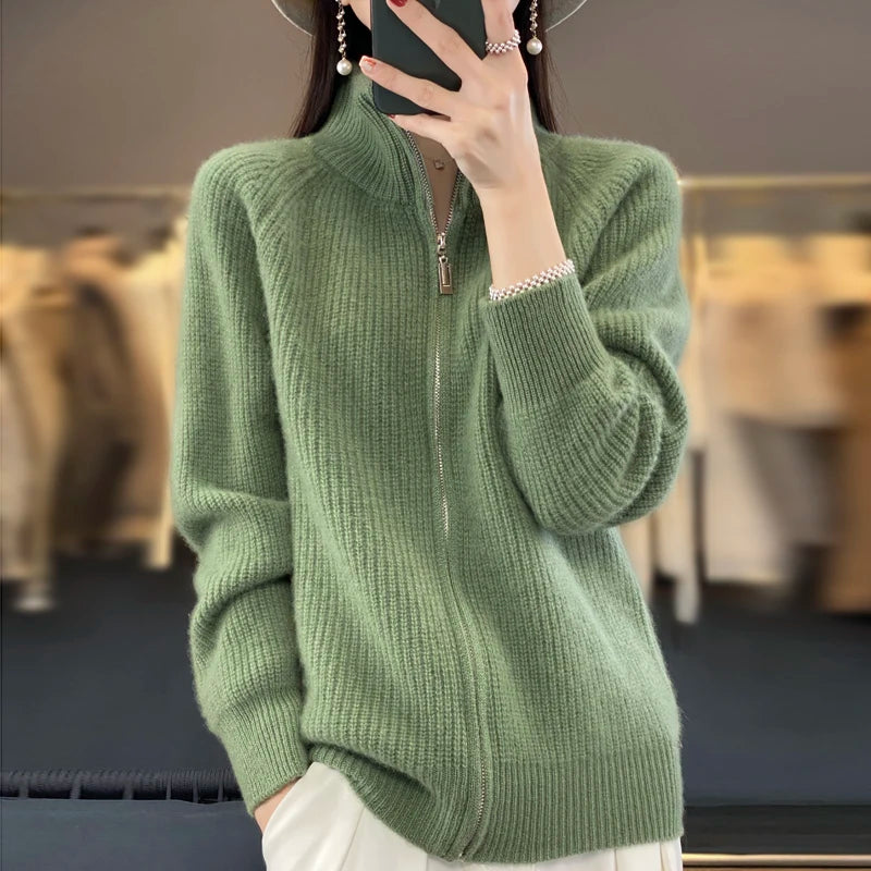 Liora Wool Zip Cardigan