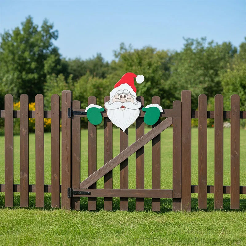 Santa Claus and Snowman Fence Peek Yard Ornaments
