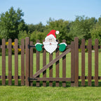 Santa Claus and Snowman Fence Peek Yard Ornaments