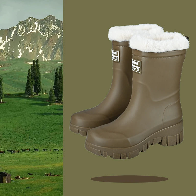 Lunette Waterproof Faux Fur Rain Boots