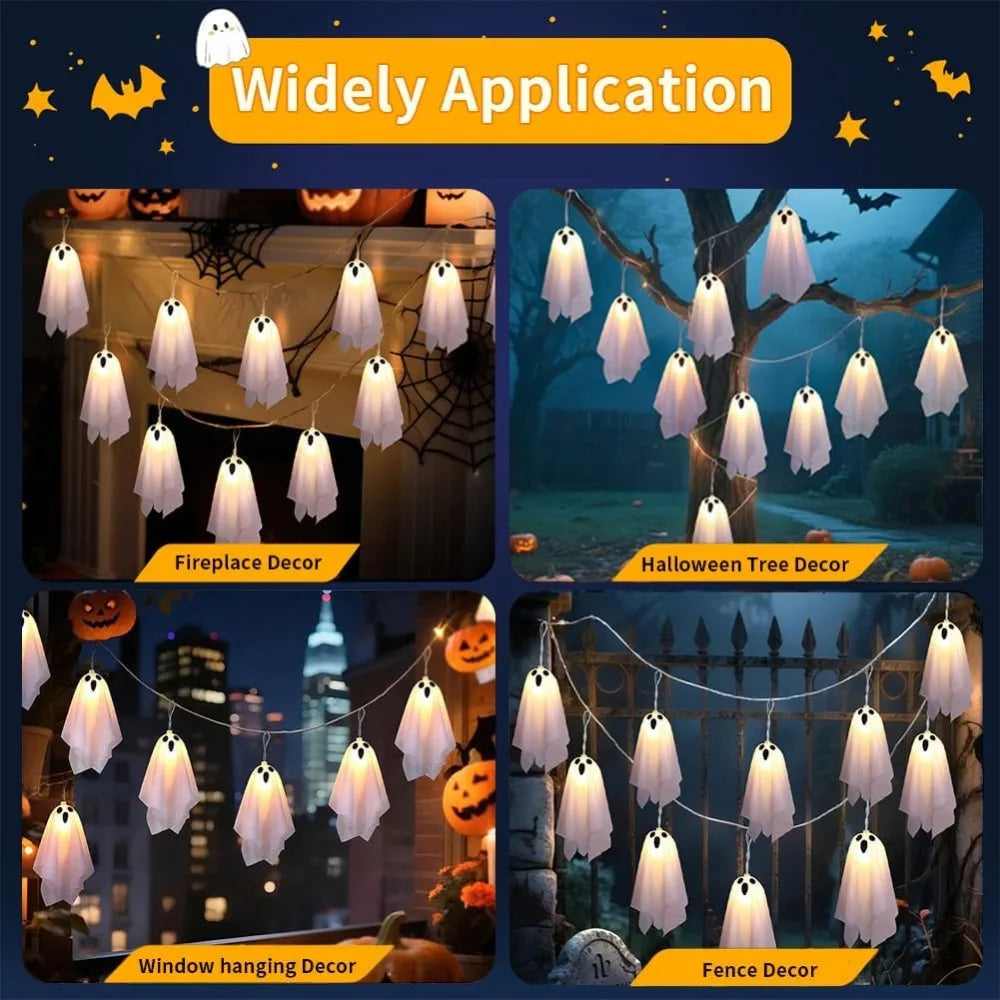 Ghost LED String Lights – 8 Mode Waterproof Hanging Garland