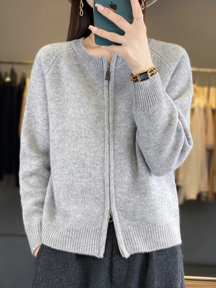 Lunara Cotton Zip-Up Sweater