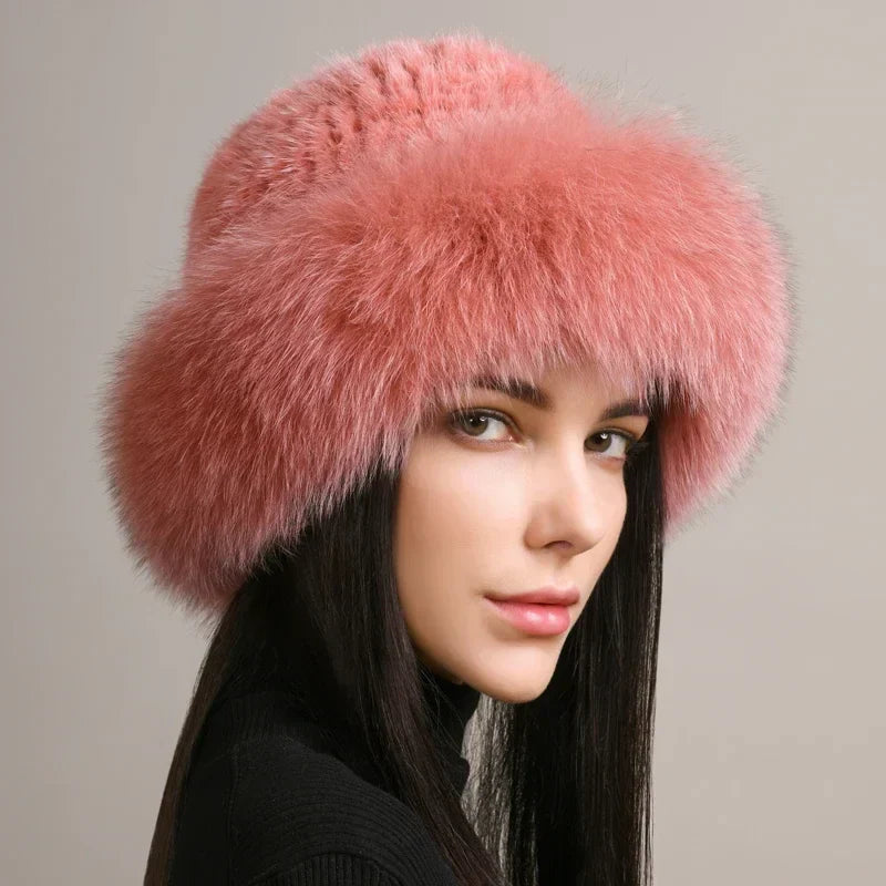 Siberian Aurora Knitted Faux Fur Hat