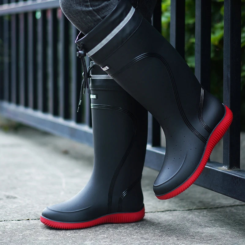 Waterproof Mid-Calf Rubber Rain Boots