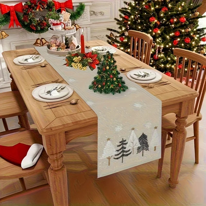 Table Runner with Pine Tree Pattern