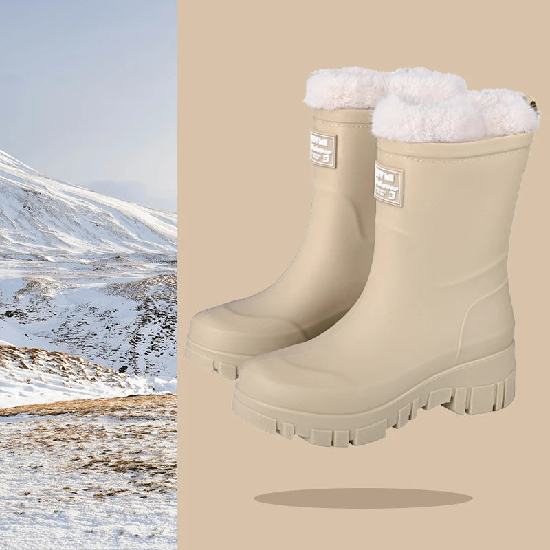 Lunette Waterproof Faux Fur Rain Boots