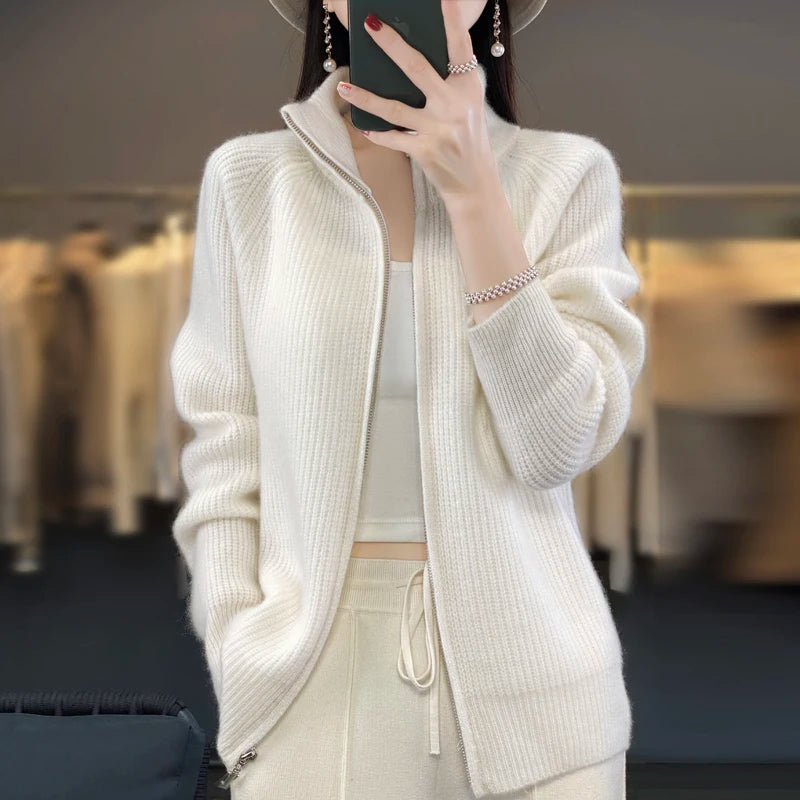 Liora Wool Zip Cardigan