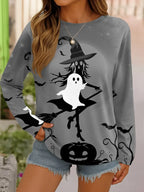 Women’s Witch and Ghost Print Long Sleeve Top