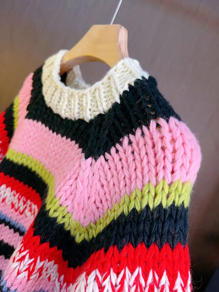 Multicolor Striped Handmade Jumper