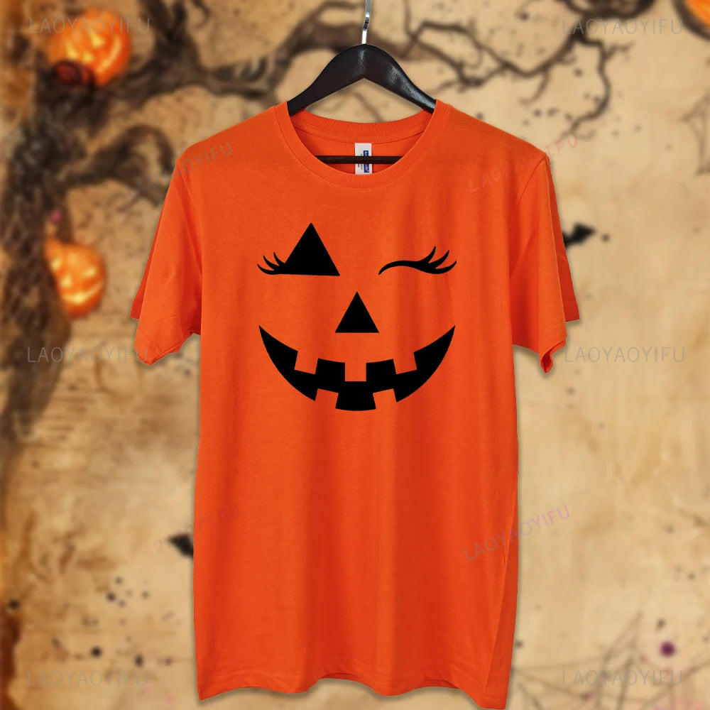 Pumpkin Face Graphic Cotton T-Shirt