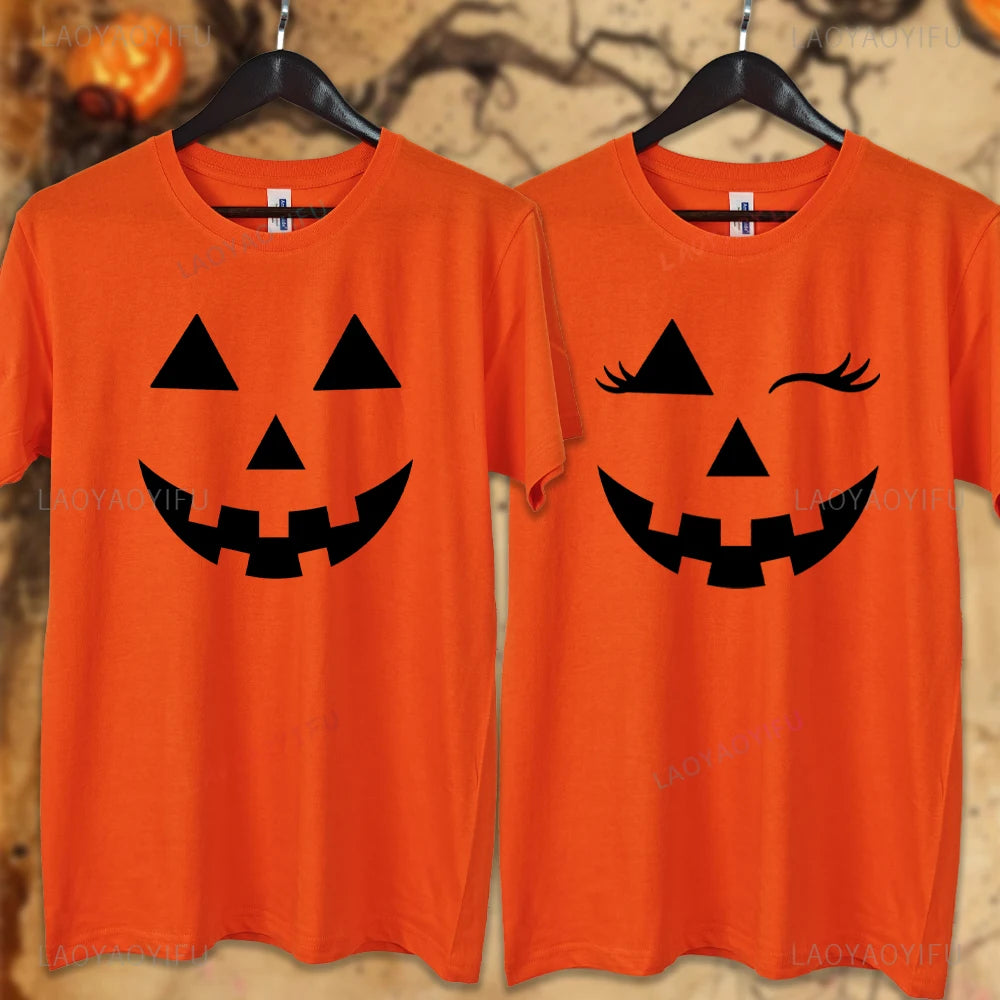 Pumpkin Face Graphic Cotton T-Shirt