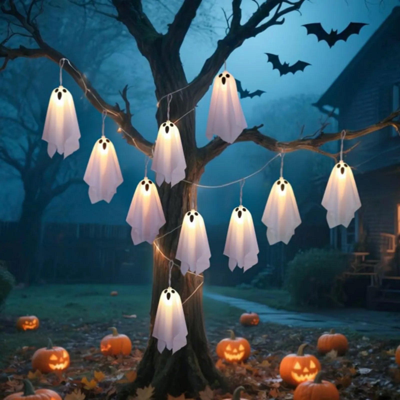 Ghost LED String Lights – 8 Mode Waterproof Hanging Garland