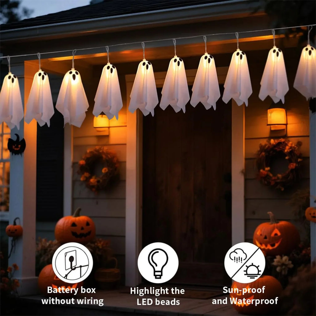 Ghost LED String Lights – 8 Mode Waterproof Hanging Garland