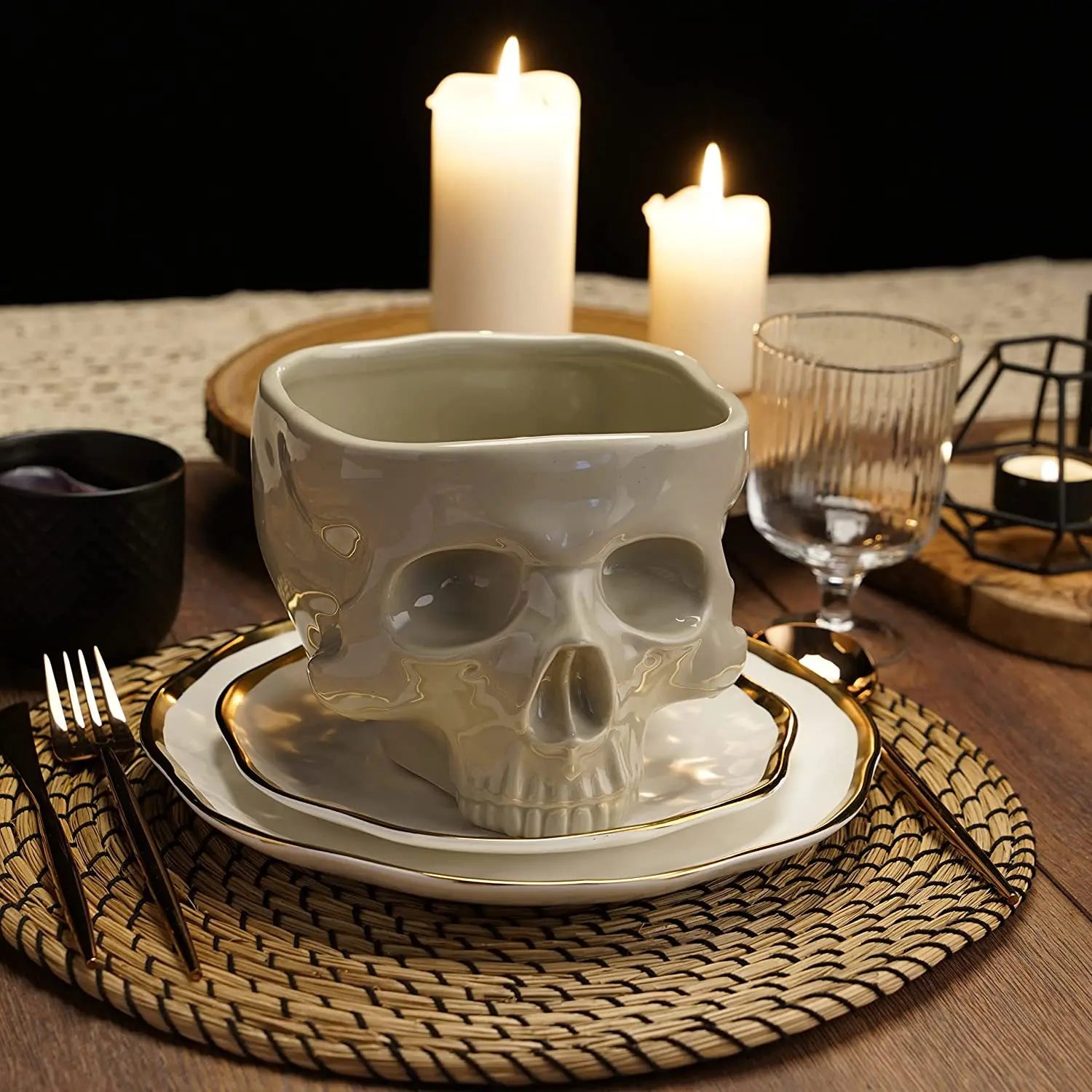 Ceramic Skull Candy Bowl