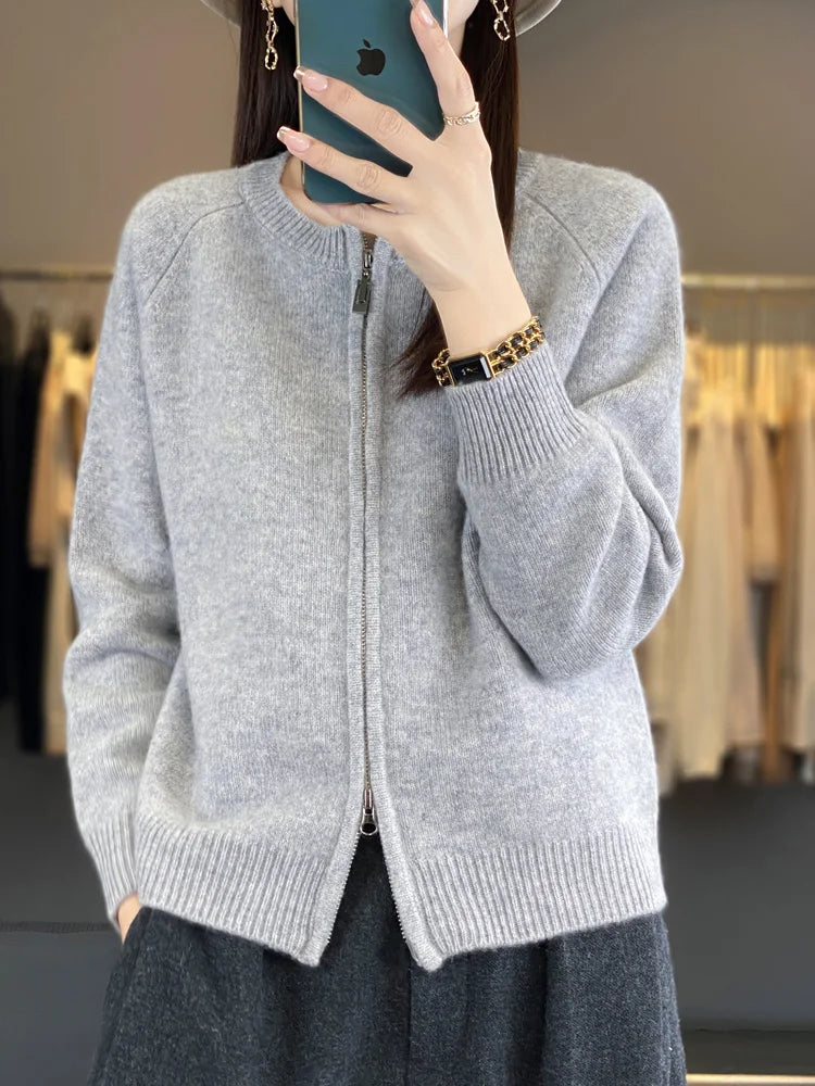 Lunara Cotton Zip-Up Sweater