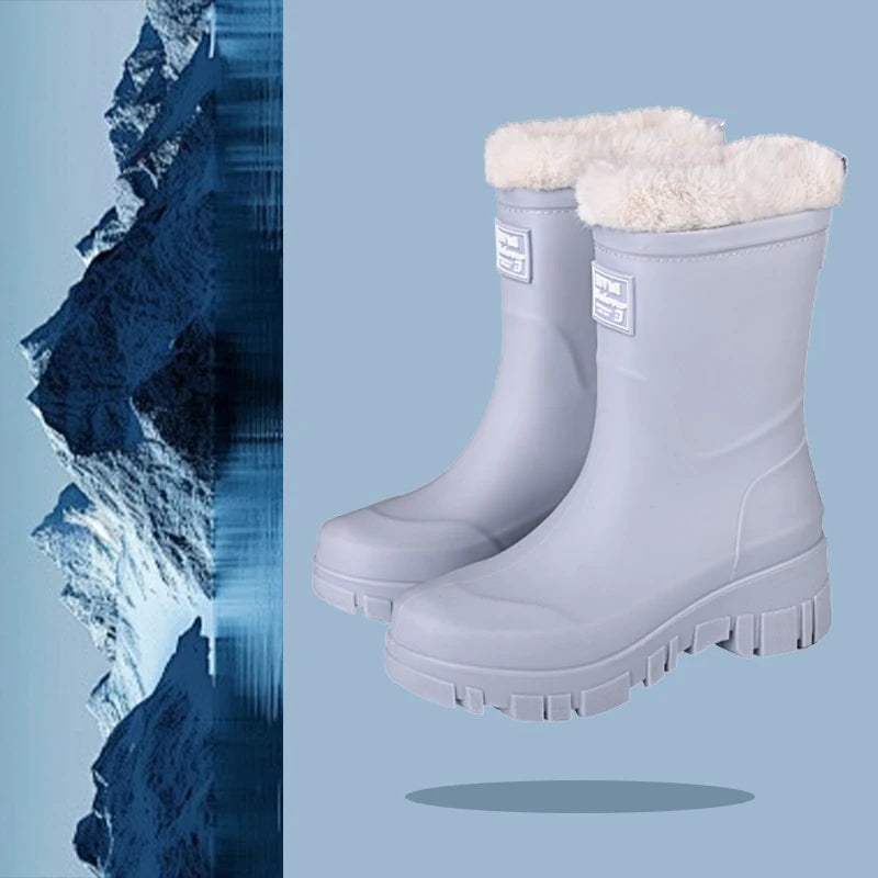 Lunette Waterproof Faux Fur Rain Boots