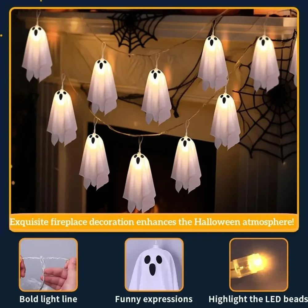 Ghost LED String Lights – 8 Mode Waterproof Hanging Garland