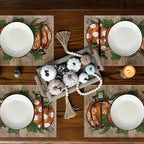 Pumpkin Print Linen Table Placemats