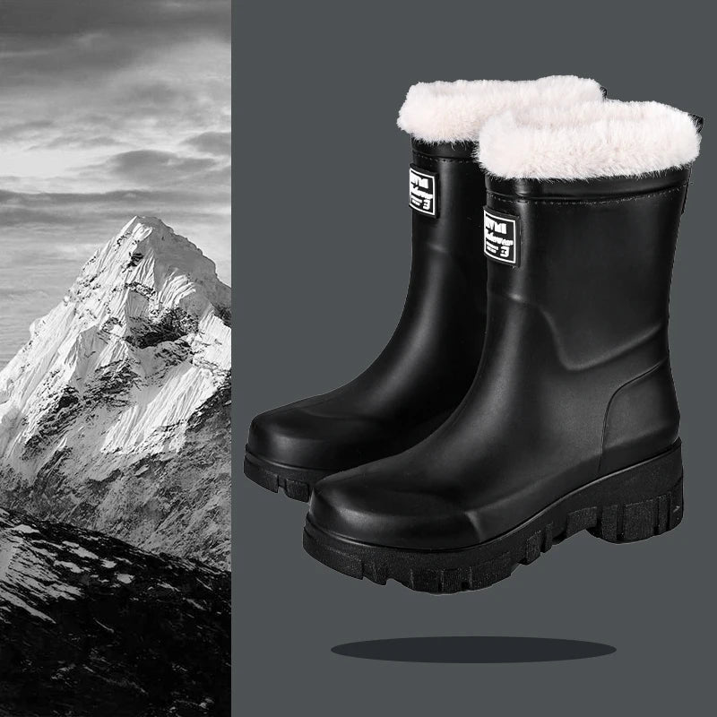 Lunette Waterproof Faux Fur Rain Boots