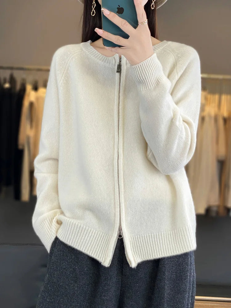 Lunara Cotton Zip-Up Sweater