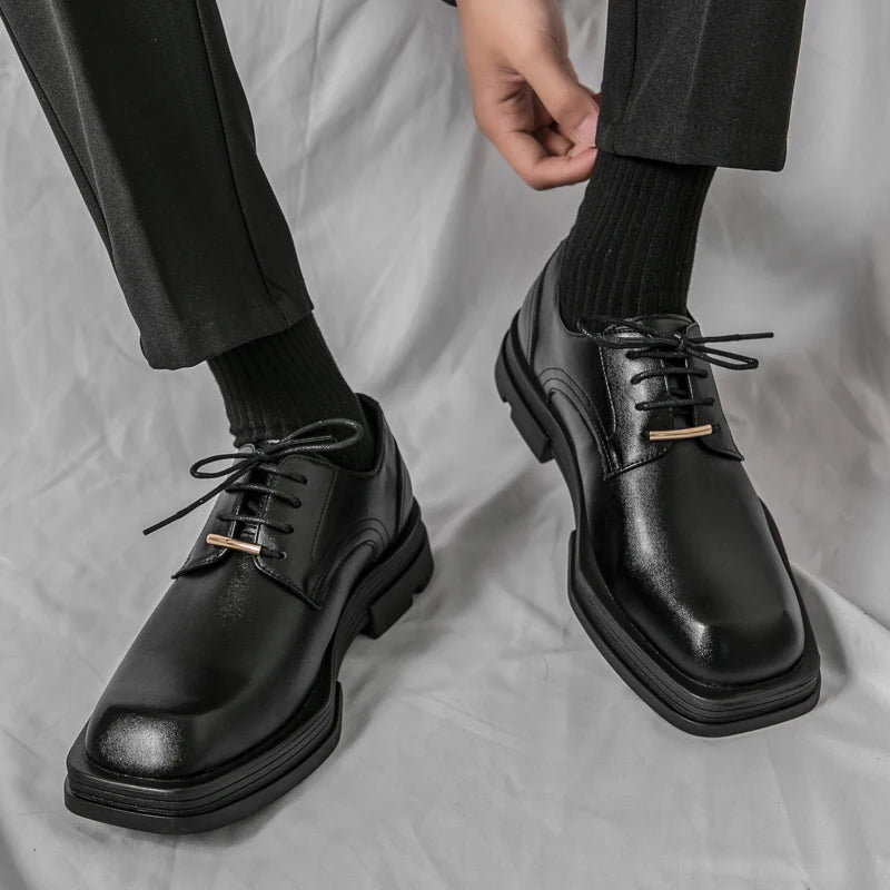 Leather Thick Sole Dress Shoes