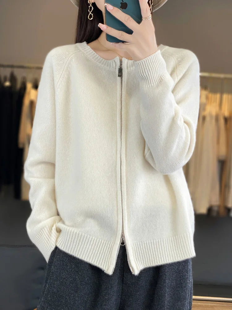 Lunara Cotton Zip-Up Sweater