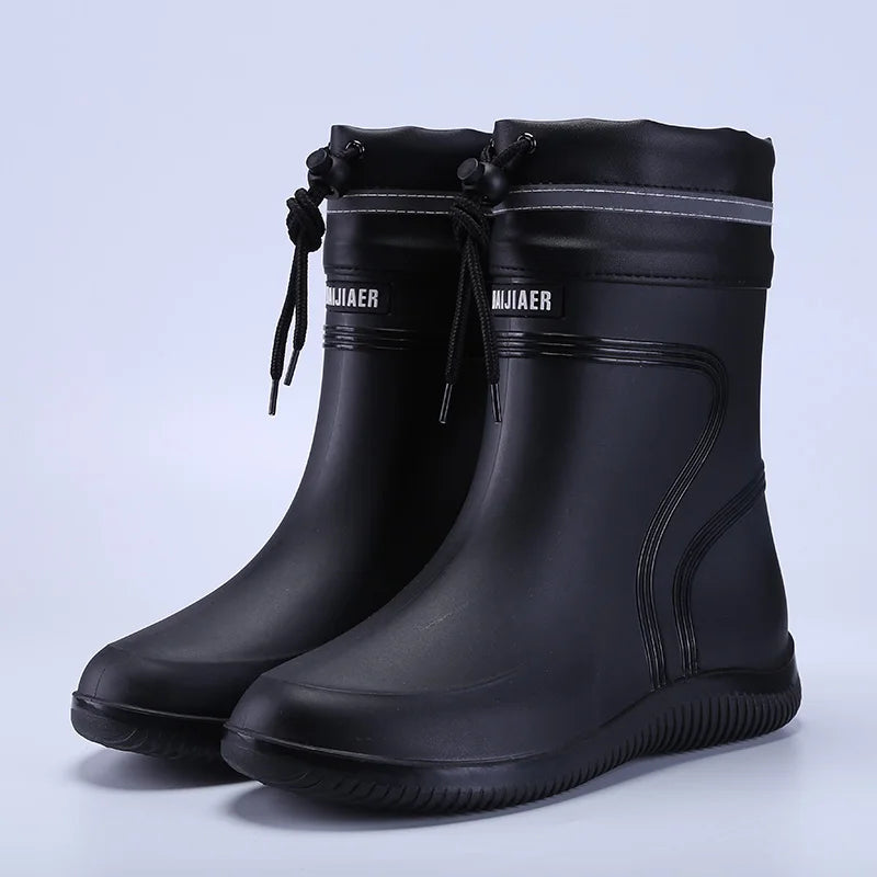 Waterproof Mid-Calf Rubber Rain Boots