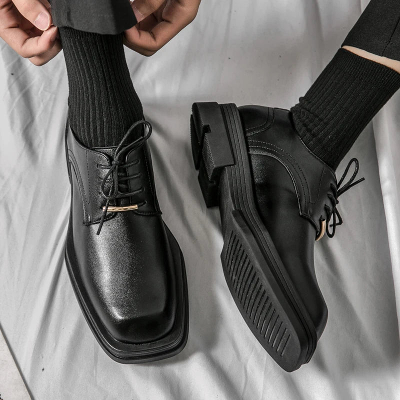 Leather Thick Sole Dress Shoes
