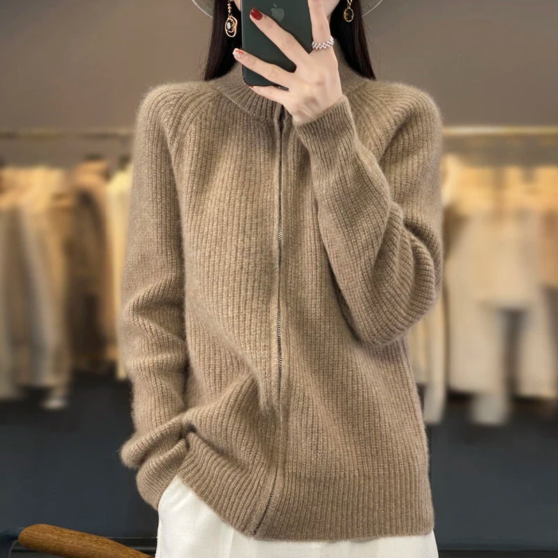 Liora Wool Zip Cardigan
