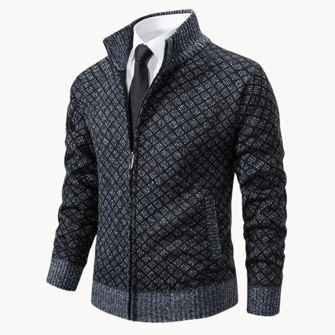 Rheon Jacquard Turtleneck Cardigan
